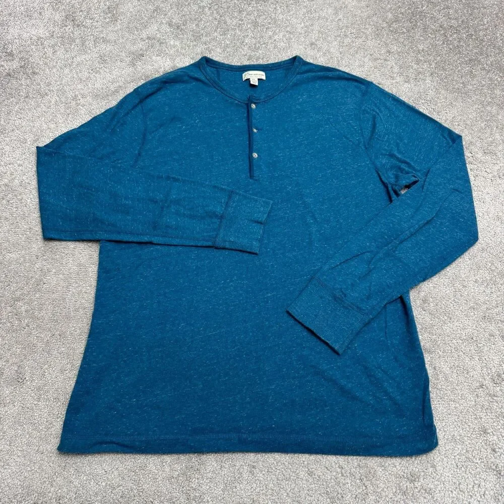 J.Crew Knit Goods Slim Flagstone Marled Henley Long Sleeve shirt Mens XL Blue